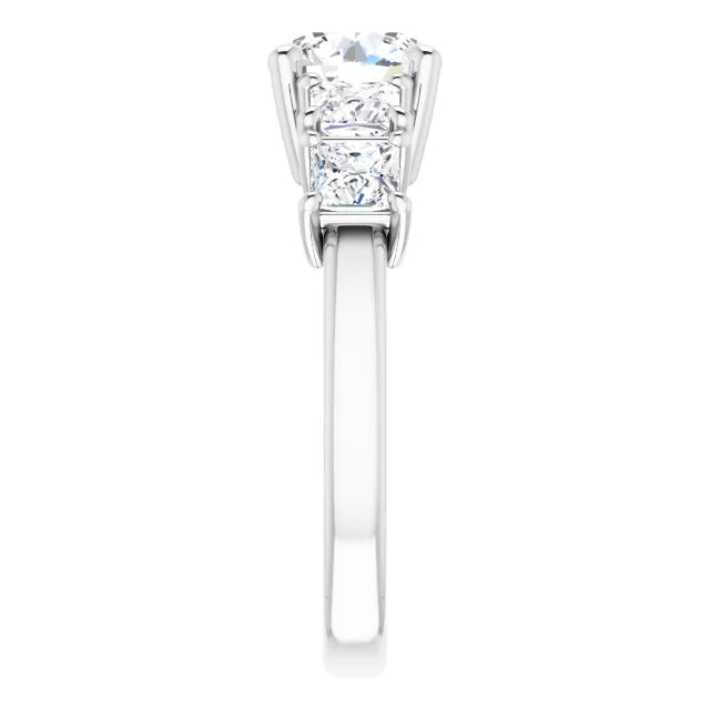 Round Brilliant White Gold Multi Stone Accent Style Engagement Ring