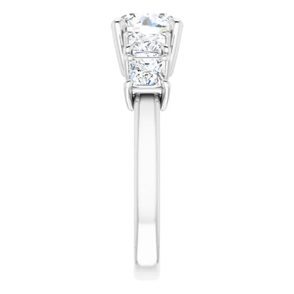 Round Brilliant White Gold Multi Stone Accent Style Engagement Ring