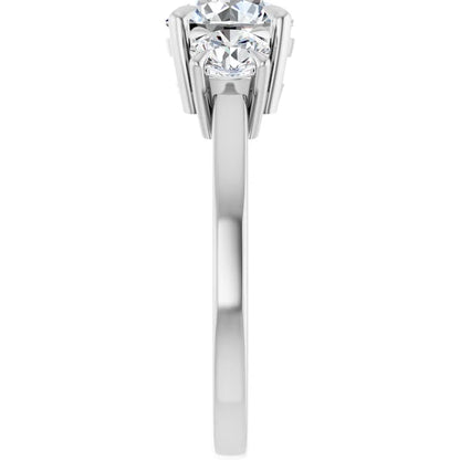 Round Brilliant White Gold Tri Stone Lab Diamond Engagement Ring 