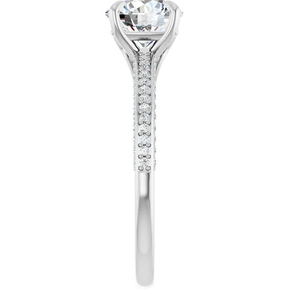 Round Brilliant White Gold Pave Lab Diamond Engagement Ring 