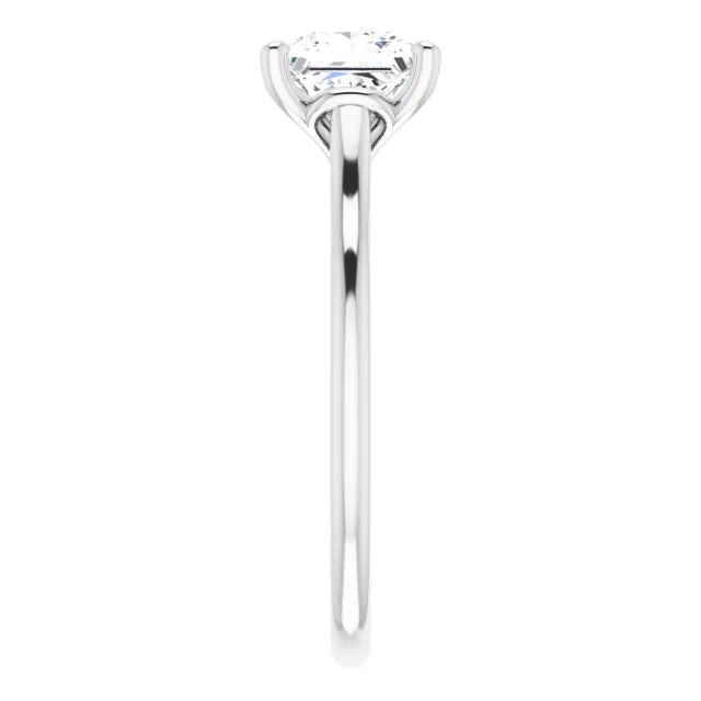 Princess White Gold Four Claw Solitaire Lab Diamond Engagement Ring 