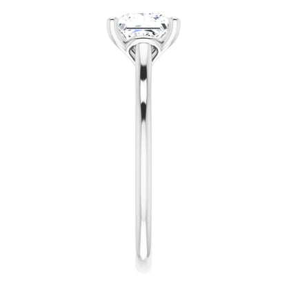 Princess White Gold Four Claw Solitaire Lab Diamond Engagement Ring 