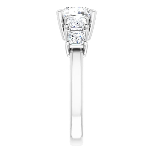 Cushion White Gold Multi Stone Accent Style Engagement Ring