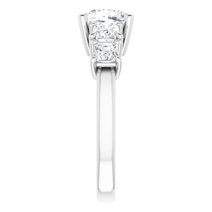 Cushion White Gold Multi Stone Accent Style Engagement Ring