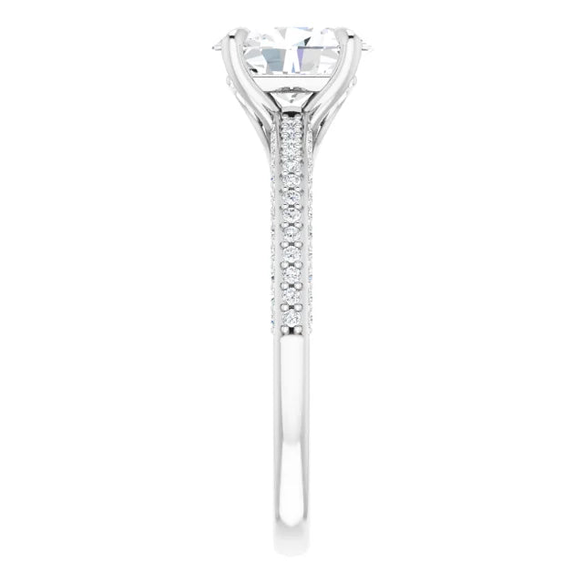 Oval White Gold Pave Lab Diamond Engagement Ring 