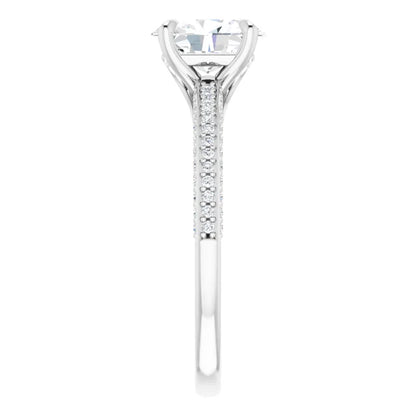 Oval White Gold Pave Lab Diamond Engagement Ring 