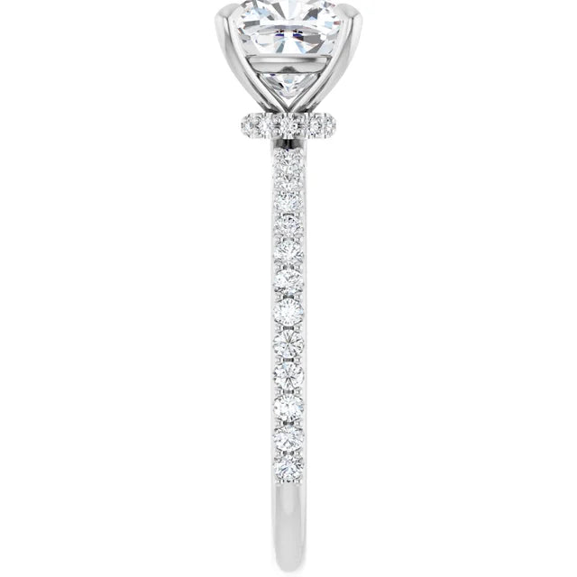 Cushion White Gold Claw Set Style Engagement Ring 