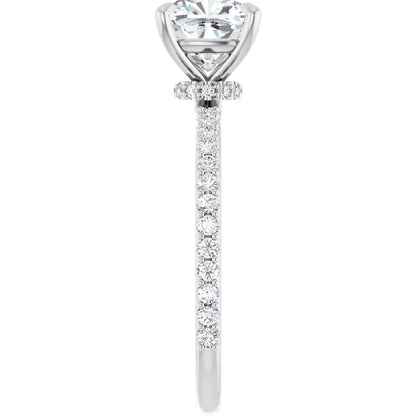 Cushion White Gold Claw Set Style Engagement Ring 