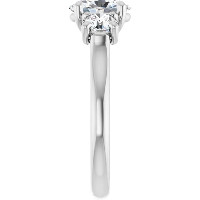 Oval White Gold Tri Stone Lab Diamond Engagement Ring