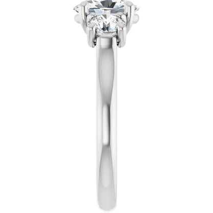 Oval White Gold Tri Stone Lab Diamond Engagement Ring
