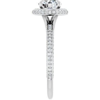Round Brilliant White Gold Halo Pave Style Lab Diamond Engagement Ring 