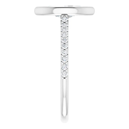 Marquise White Gold Bezel Pave Lab Diamond Engagement Ring 