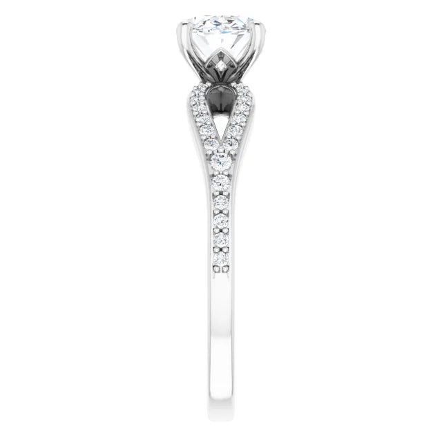 Oval White Gold East West Style Engagement Ring