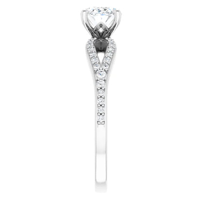 Oval White Gold East West Style Engagement Ring