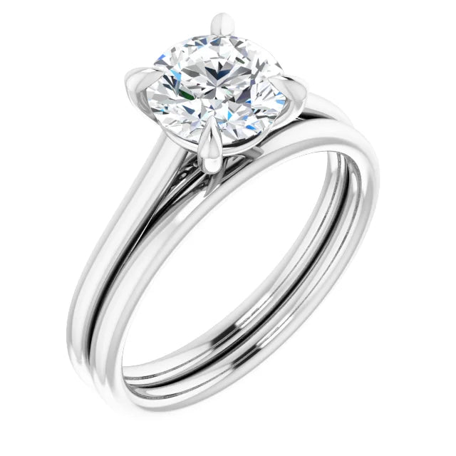 Round Brilliant White Gold Four Claw Solitaire Lab Diamond Engagement Ring 