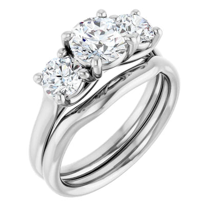 Round Brilliant White Gold Tri Stone Lab Diamond Engagement Ring