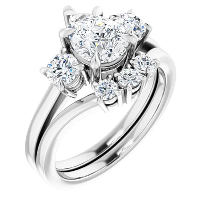 Pear White Gold Tri Stone Lab Diamond Engagement Ring 