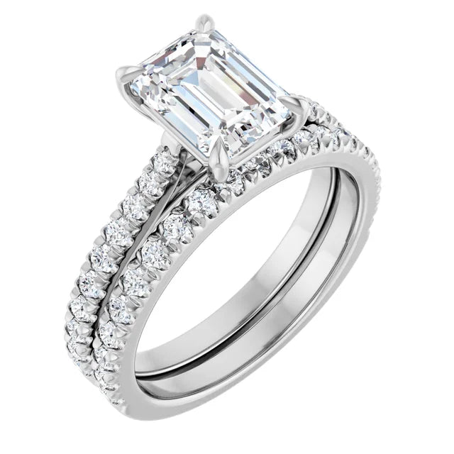 Emerald White Gold Claw Set Style Engagement Ring