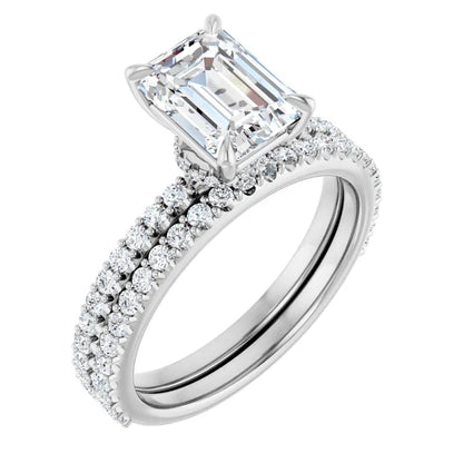 Emerald White Gold Claw Set Style Engagement Ring 