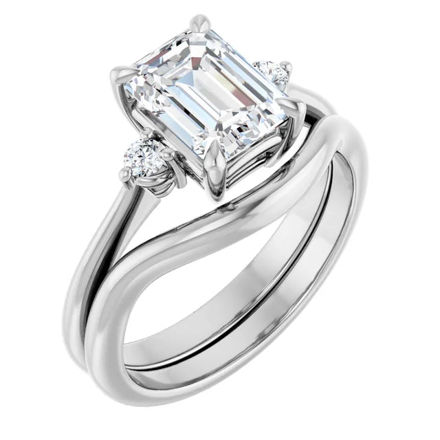Emerald White Gold Accent Engagement Ring