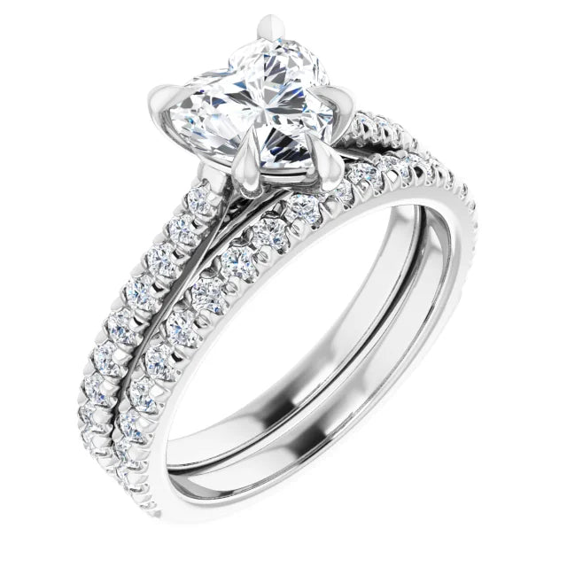 Heart White Gold Claw Set Style Engagement Ring