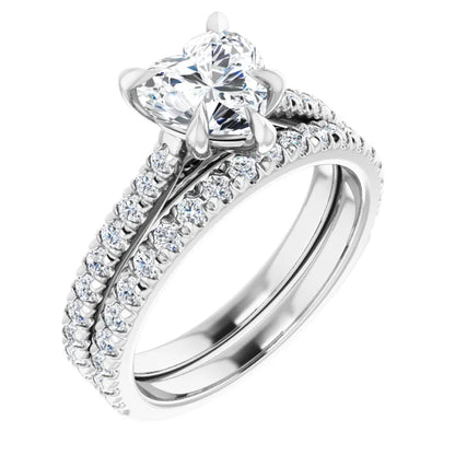Heart White Gold Claw Set Style Engagement Ring