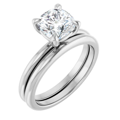 Cushion White Gold Solitaire Engagement Ring