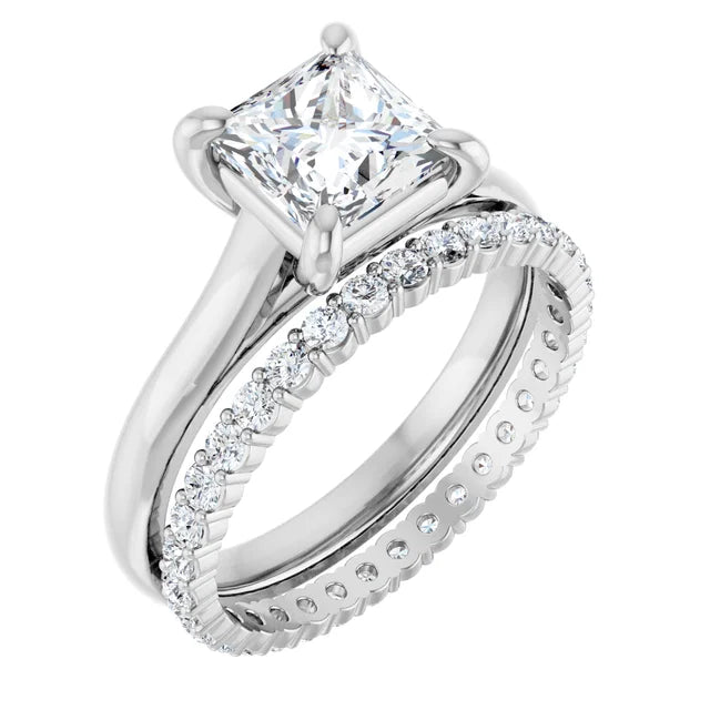 Four Claw Princess White Gold Solitaire Lab Diamond Engagement Ring