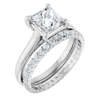 Four Claw Princess White Gold Solitaire Lab Diamond Engagement Ring