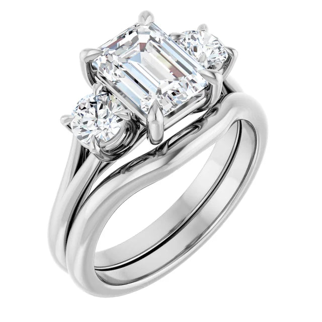 Emerald White Gold Accent Engagement Ring