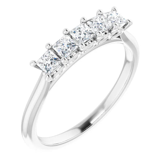 Five Stone Princess Cut Anniversary Band