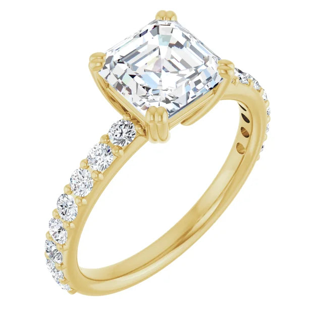 Asscher Yellow Gold Claw Set Style Engagement Ring