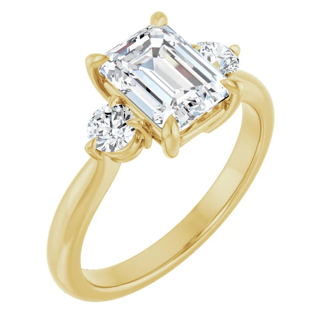 Emerald Yellow Gold Accent Engagement Ring