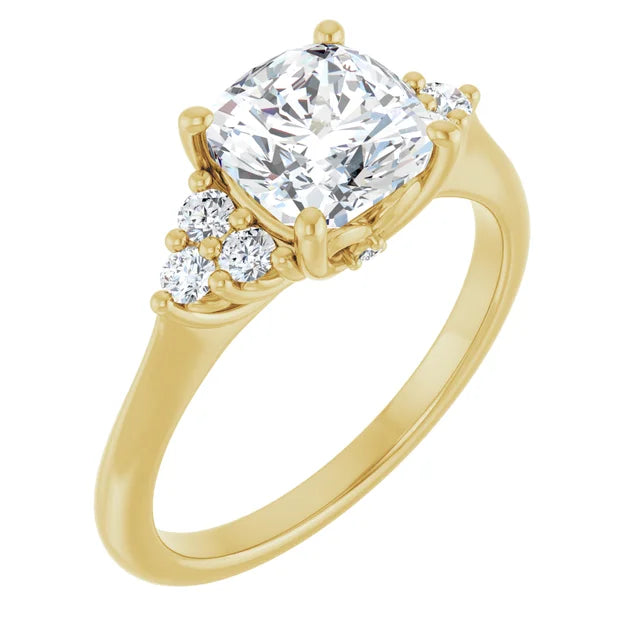 Cushion Yellow Gold Antique Inspired Design Engagement Ring