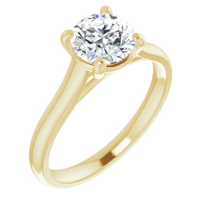 Four Claw Round Brilliant Yellow Gold Solitaire Lab Diamond Engagement Ring