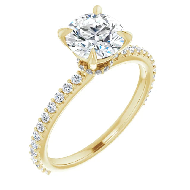 Round Brilliant Yellow Gold Claw Set Style Engagement Ring 