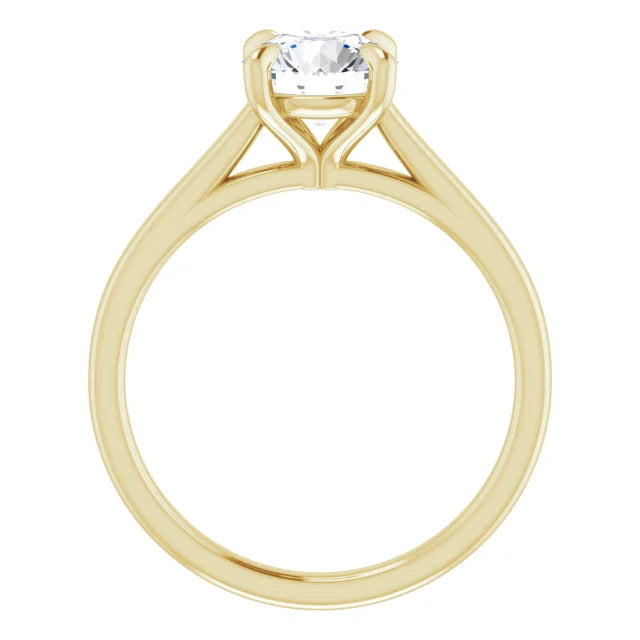 Round Brilliant Yellow Gold Four Claw Solitaire Lab Diamond Engagement Ring 