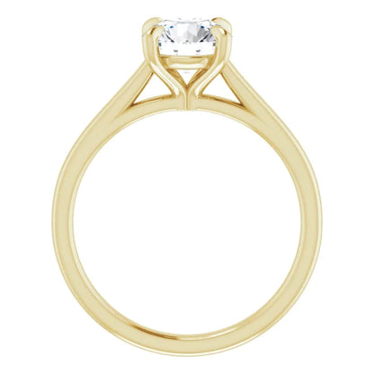 Round Brilliant Yellow Gold Four Claw Solitaire Lab Diamond Engagement Ring 