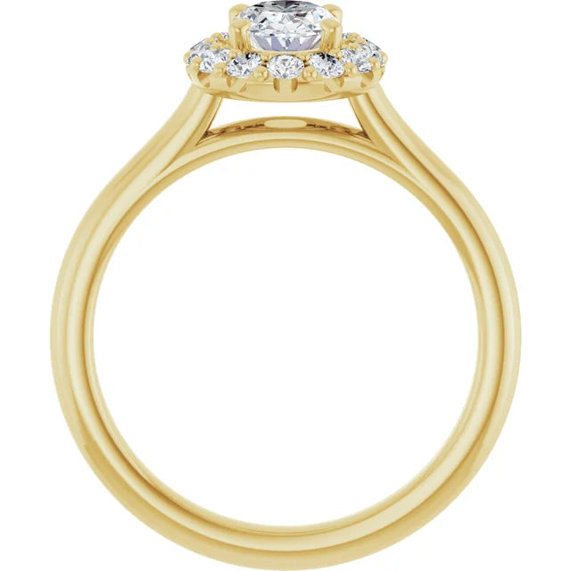 Oval Halo Solitaire Yellow Gold Lab Diamond Engagement Ring 