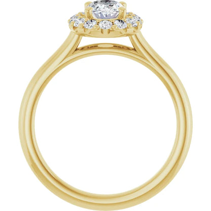 Oval Halo Solitaire Yellow Gold Lab Diamond Engagement Ring 
