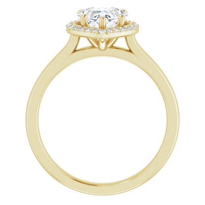 Heart Halo Solitaire Lab Diamond Engagement Ring Yellow Gold. 