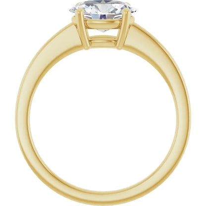 Oval Yellow Gold East West Solitaire Style Engagement Ring