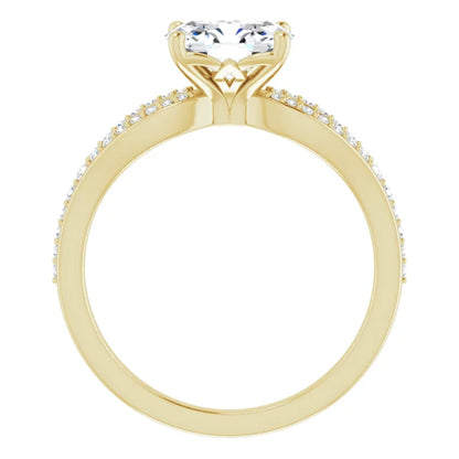 Oval Yellow Gold East West Style Engagement Ring