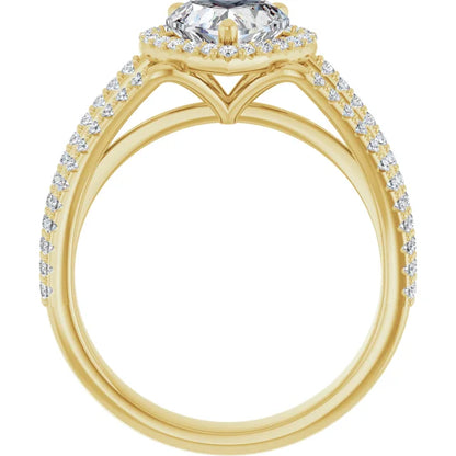Heart Yellow Gold Halo Style Engagement Ring