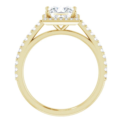 Princess Yellow Gold Halo Lab Diamond Engagement Ring 
