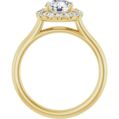 Round Brilliant Halo Solitaire Yellow Gold Lab Diamond Engagement Ring 