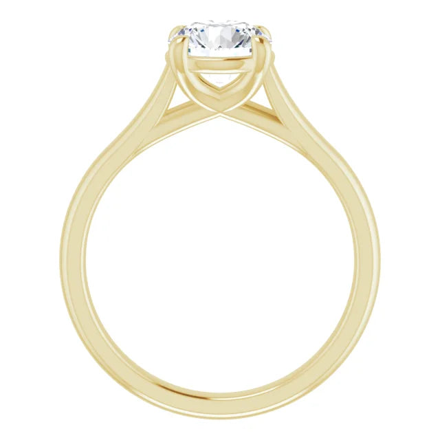 Four Claw Round Brilliant Yellow Gold Solitaire Lab Diamond Engagement Ring