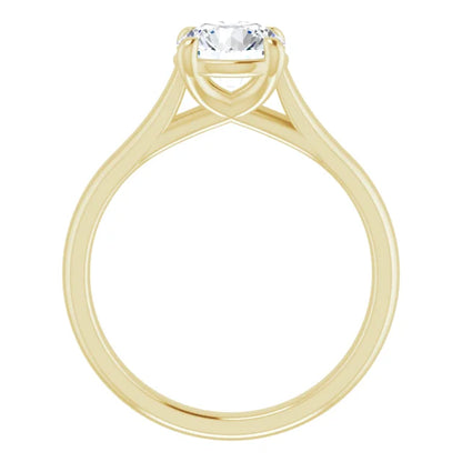 Four Claw Round Brilliant Yellow Gold Solitaire Lab Diamond Engagement Ring