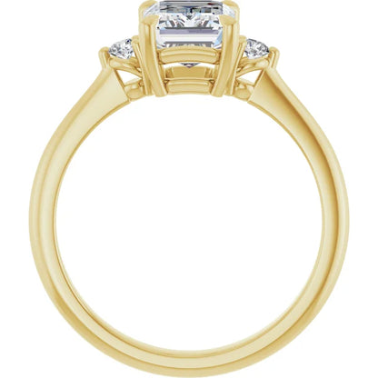 Emerald Yellow Gold Accent Engagement Ring