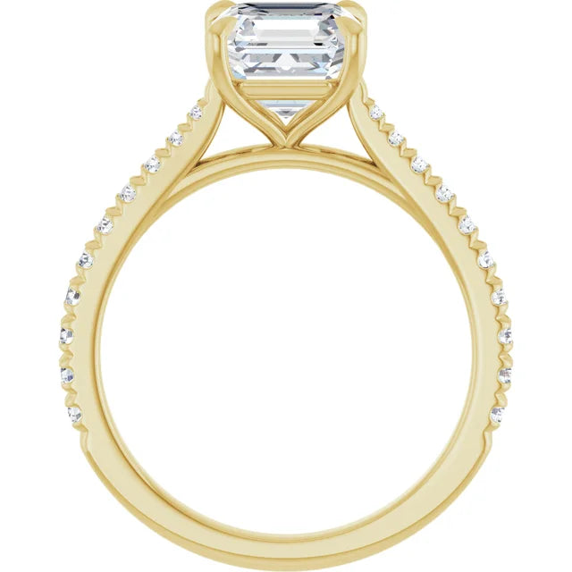Asscher Yellow Gold Claw Set Style Engagement Ring